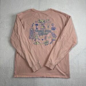 Dutch Bros Coffee Dutch Luv Sign Pink Long Sleeve Graphic‎ Shirt Men's Medium